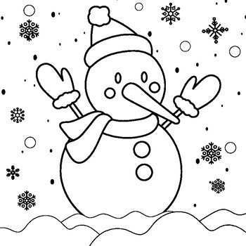 Snowman coloring page / Hombre de nieve para colorear by Learn With Bizmo