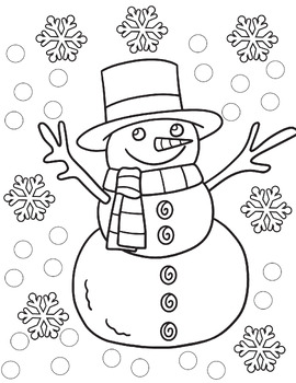 Preview of Snowman coloring page / Hombre de nieve para colorear - Winter snowman