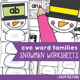 Winter CVC Activities {Snowman CVC Word Family Worksheets}