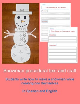 Preview of Snowman procedural text in Spanish & English/texto instructivo, hombre de nieve