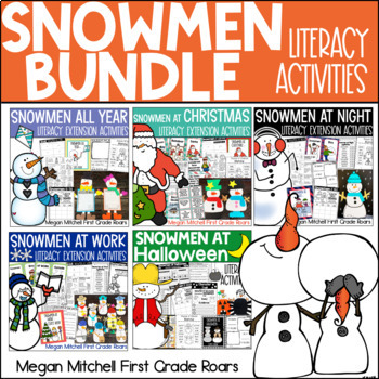 Preview of Snowmen At Night, At Work, At Christmas, At Halloween & All Year Bundle