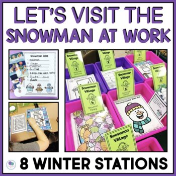 Preview of Snowmen At Work | Snowman At Night Activities | First Grade Theme Day