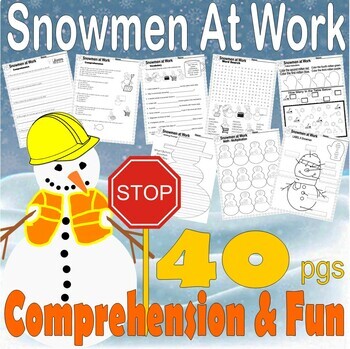 Preview of Snowmen At Work Winter Read Aloud Book Study Companion Reading Comprehension