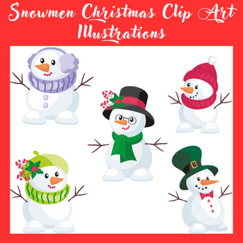 Snowmen Christmas Clip Art Illustrations by Julia crawford | TPT