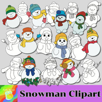 Snowman Clipart, Winter Clipart, Snowman Clip Art by SodaManao | TPT
