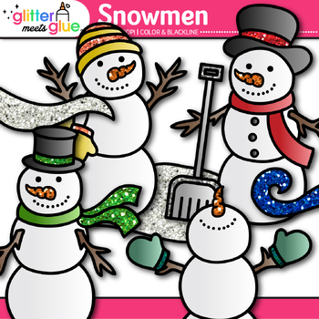 Snowmen Clipart: Cute Winter Frosty Clip Art Transparent PNG Black & White