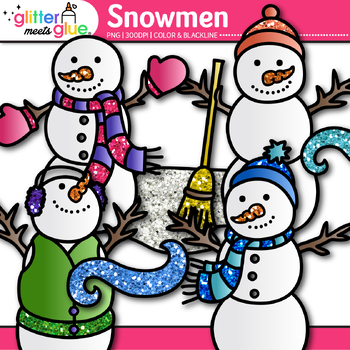 Snowmen Clipart: Cute Winter Frosty Clip Art Transparent PNG Black & White