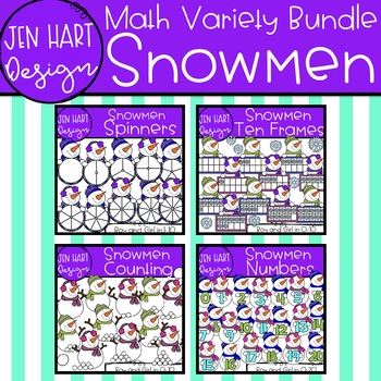 Preview of Snowmen Clipart - Math Variety Bundle {Jen Hart Clipart}