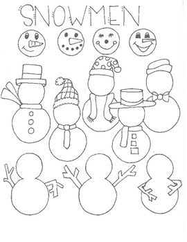 Snowmen Drawing Reference Sheet by Kristin Hartford | TPT