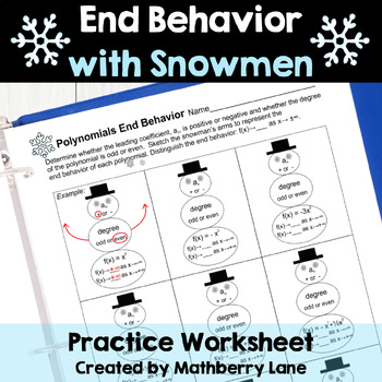 Preview of Snowmen End Behavior of Polynomials Practice