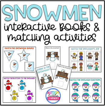 Preview of Snowmen:  Interactive Visual Books & Matching Activities