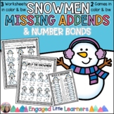 Snowmen Missing Addends 0-10 with Number Bonds | Worksheet