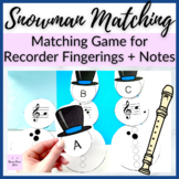 Snowman Recorder Matching Game for Winter Elementary Music
