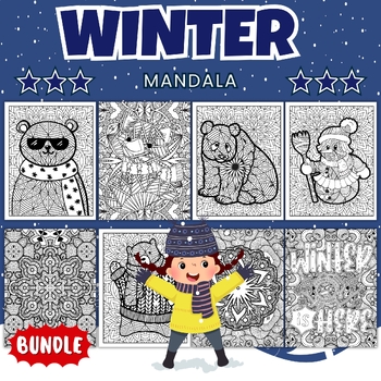 Preview of Snowmen, Snowflakes, Polar Bear And Gingerbread Coloring Pages BUNDLE