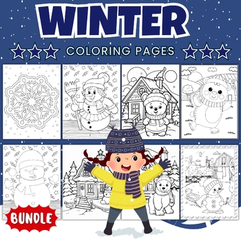 Preview of Snowmen, Snowflakes, Polar Bears and Winter Scenes. Coloring Pages Activity