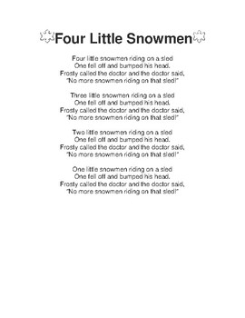 Snowmen Songs for Preschool Freebie by Ms PreK | TpT