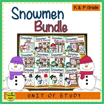 Preview of Snowmen Themed Literacy & Math Bundle