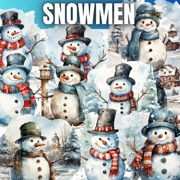 Snowmen Watercolor ClipArt - Winter ClipArt - Commercial use | TPT