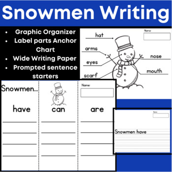 Preview of Snowmen Writing and Labeling- Informative (have/can/are) w/ Anchor Charts