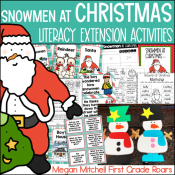 Preview of Snowmen at Christmas Book Companion Activities Reading Comprehension & Craft