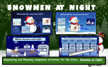 Preview of Snowmen at Night: A Rhyming and Sequencing Activity for Google Docs