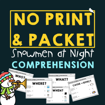 Preview of Snowmen at Night Comprehension Speech Companion Boom Cards™ & Worksheets