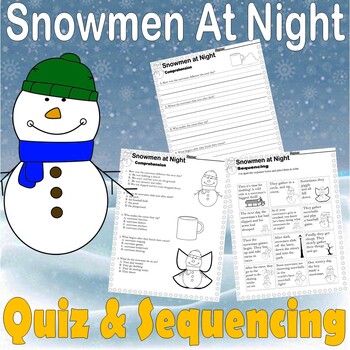 Preview of Snowmen at Night Winter Reading Quiz Tests Story Sequencing