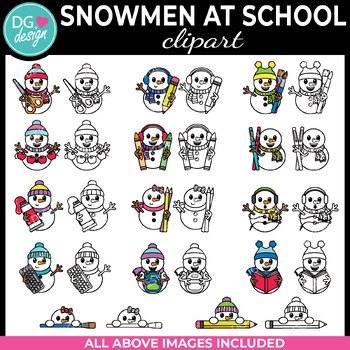 Snowmen at School Clipart | Snowman | Winter Clipart | TPT