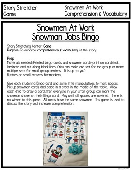 Snowmen At Work Close Read Strategies Story Stretchers For Prek K