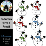 Snowmen with a Pencil Clip Art