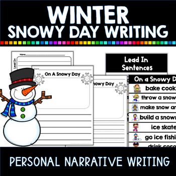 Preview of Snowy Day Winter Writing Activity for First Grade