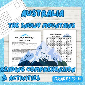 Preview of Snowy Mountains, Australian Geography, reading comprehension and activities