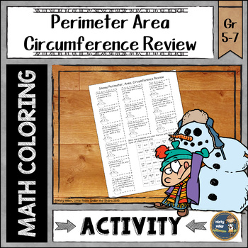 Preview of Perimeter Area Circumference Winter Review