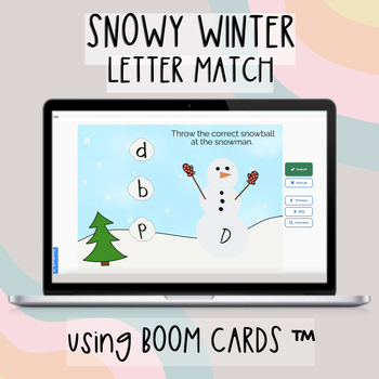 Preview of Snowy Winter Upper/Lowercase Letter Match with Boom Cards