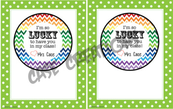 Preview of So LUCKY to have you in my class. Printable Back to School/Meet the Teacher Gift