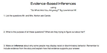 Preview of So What Are You, Anyway? Making Inferences Practice