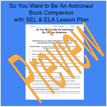 Preview of So You Want To Be An Astronaut Book Companion Feat. SEL & ELA