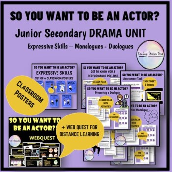 Preview of So you Want to be an Actor Drama Unit with optional remote learning web  quest