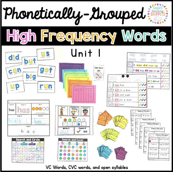 Preview of SoR High Frequency Sight Words: Unit 1 VC and CVC Words