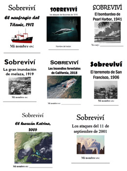 Preview of Sobreviví libros en español (8 en total): Tiburones, Titanic, Katrina, y más...