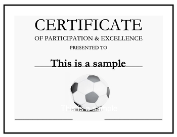 Preview of Soccer Sport Award Certificate Editable