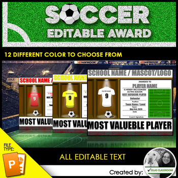 Preview of Soccer Award Certificate - Editable Award
