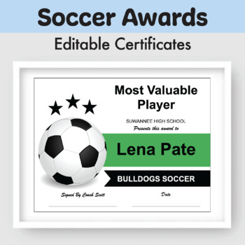 Editable Sports Awards And Certificates Teaching Resources | TPT