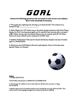 Preview of Soccer Based 4th Grade Review Questions