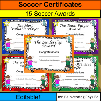 Soccer Award Certificate Pack of 15