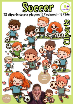 Preview of Soccer | Clipart set no. 2 | football | cliparts | Illustrations | colorful + bw
