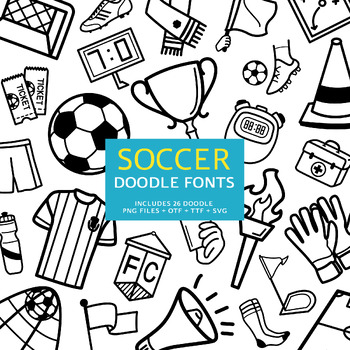 Preview of Soccer Doodle Fonts, Instant File otf, ttf Font Download