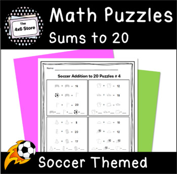 Preview of Soccer (Football) Addition Sums to 20 Picture Math Logic Puzzles