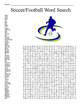 Preview of Soccer/Football Word Search Puzzle Worksheet Sub Plan