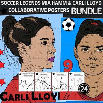 Preview of Soccer Legends Mia Hamm &Carli Lloyd Collaborative poster women’s history BUNDLE